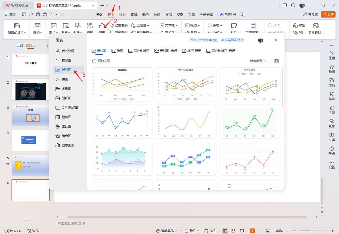 巧手打字通课堂 - 折线图